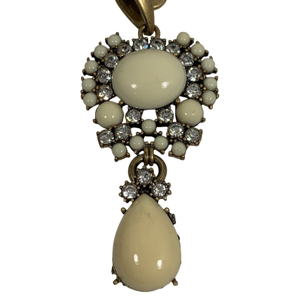 STELLA & DOT Chandelier Teardrop Crystals Statement Necklace Gold Tone Chain